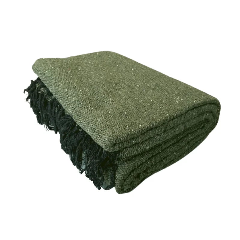 Solid Olive Green Mexican Blanket