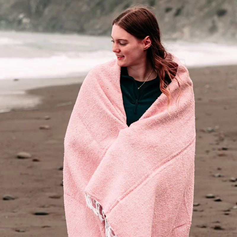 Solid Pink Mexican Blanket