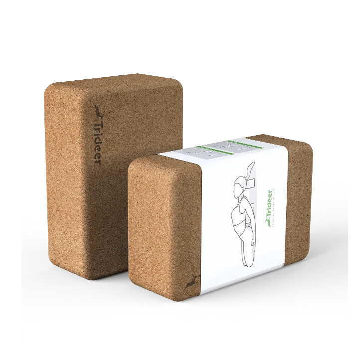 Trideer Yoga Blocks - 2 Pack Natural Cork Block