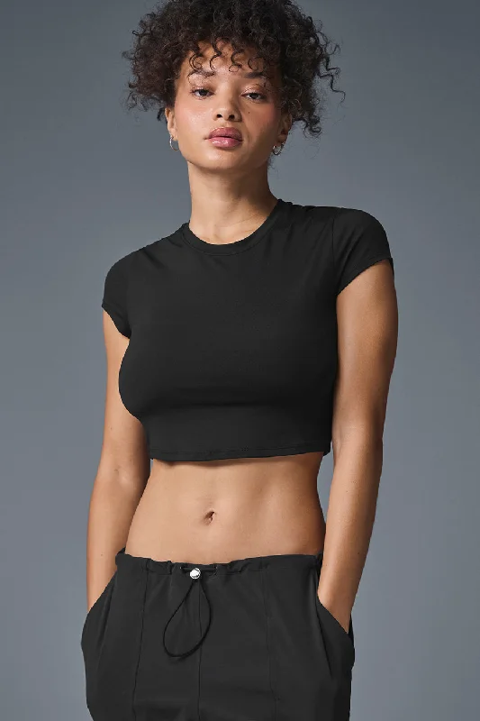 Alosoft Crop Finesse Short Sleeve - Black