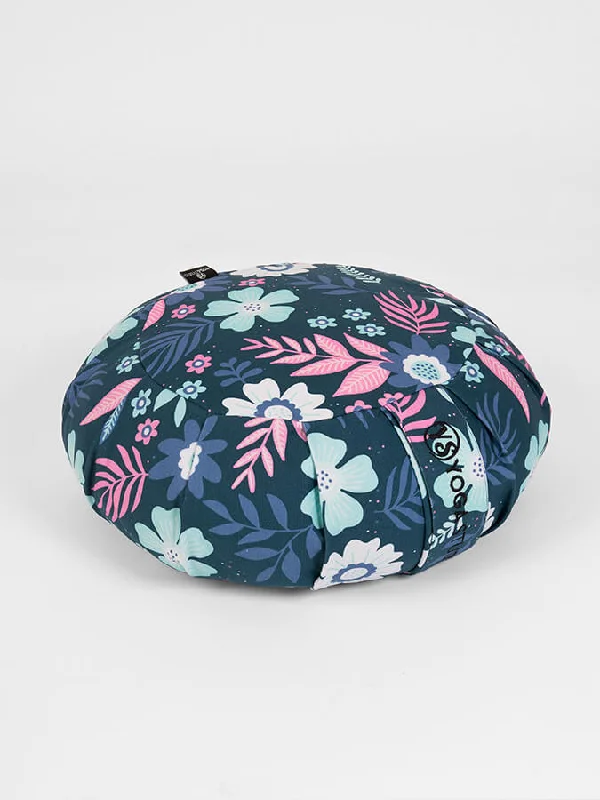 Yoga Studio Organic Cotton Buckwheat Round Floral Meditation Zafu Cushion