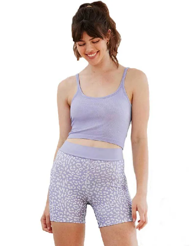 Abby Pocket Biker Shorts - Lavender Print