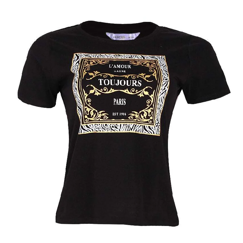 REDTAG Black Casual T-Shirt for Women