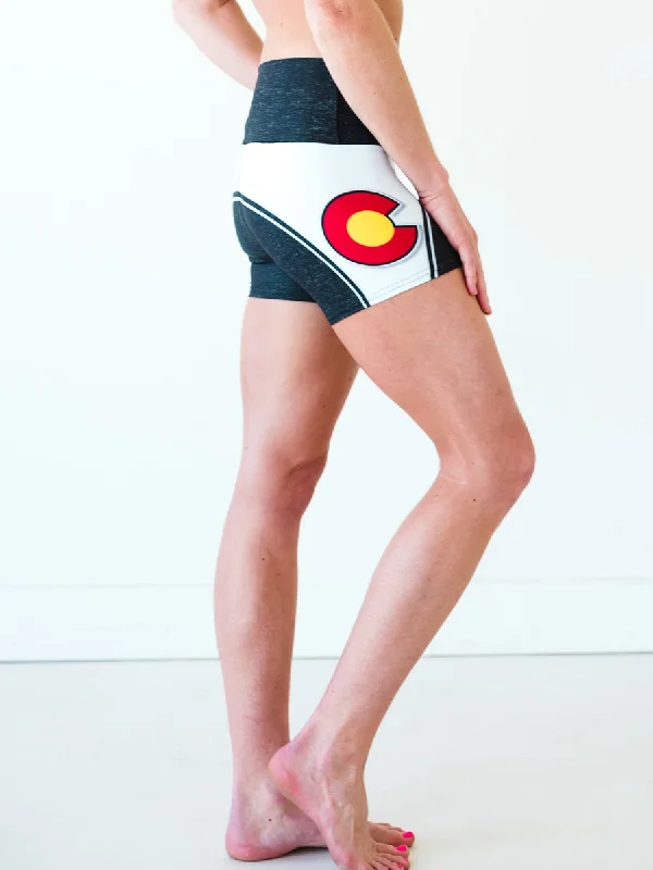 Black Colorado Flag Yoga Shorts *FINAL SALE*