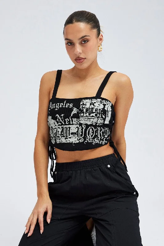 Black Corset Tank Sleeveless Graphic