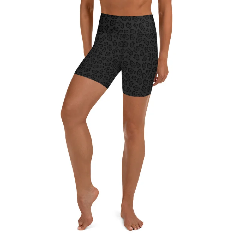 Black Jaguar High Waist Yoga Shorts