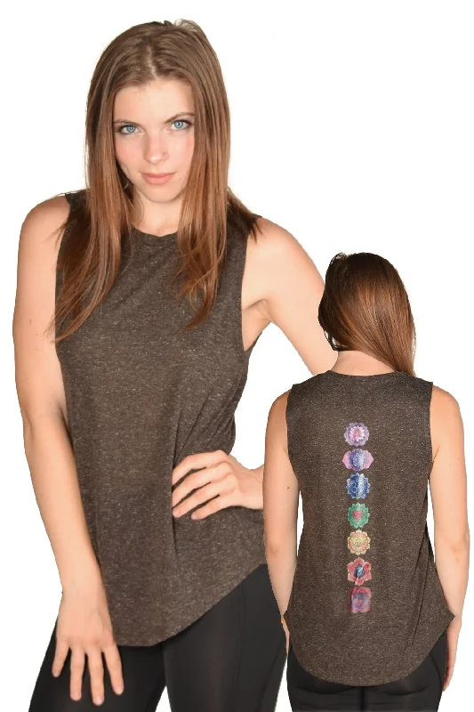 Black Linen Blend Full Chakra Back Boyfriend Tee