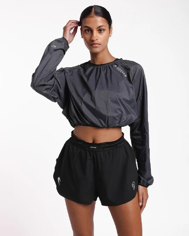 Genaro Cropped Windbreaker Crew - Charcoal