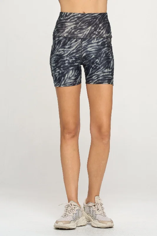 Mia Shorts - Zebra w Pockets 5" (High-Waist)