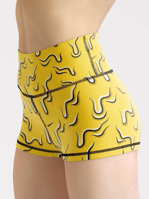 Neon Drippy (Yellow) Yoga Shorts