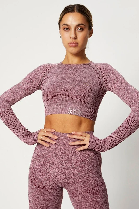 Purple Seamless Activewear Long Sleeve Top