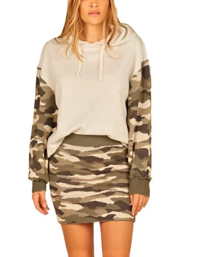 Vintage Havana Oat Camo Combo Boxy Crop Hoodie B8910