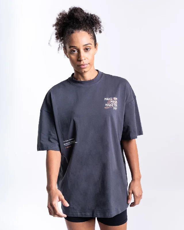 Make 'Em Miss Oversized T-Shirt - Charcoal