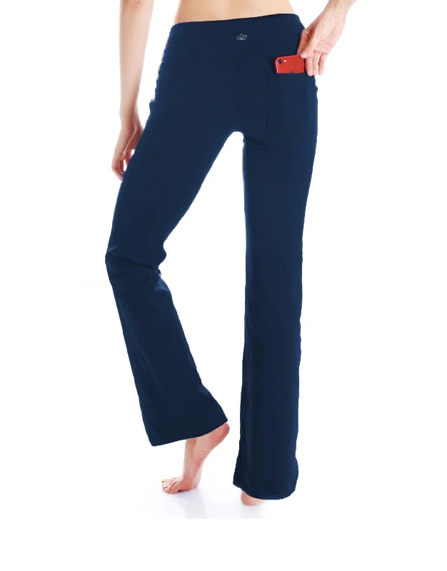 Essential Bootcut Yoga Pants, Back Pockets (Navy Blue)