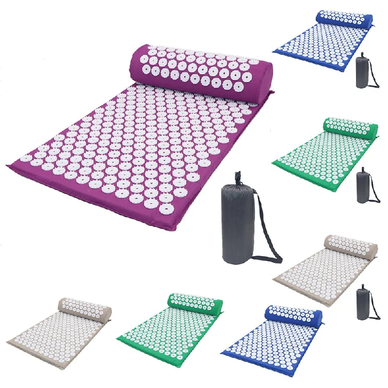 Acupressure Massager Mat Relaxation Relief Stress Tension Body Yoga Mat Spike Relieve Stress Pain Cushion Set