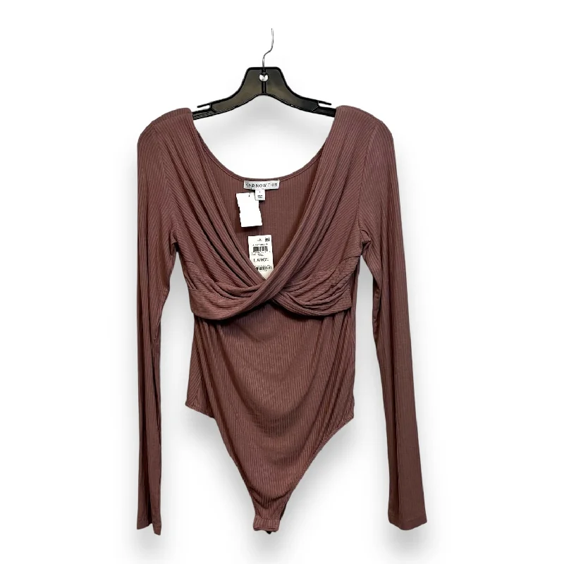 Bodysuit By Clothes Mentor In Tan, Size: L