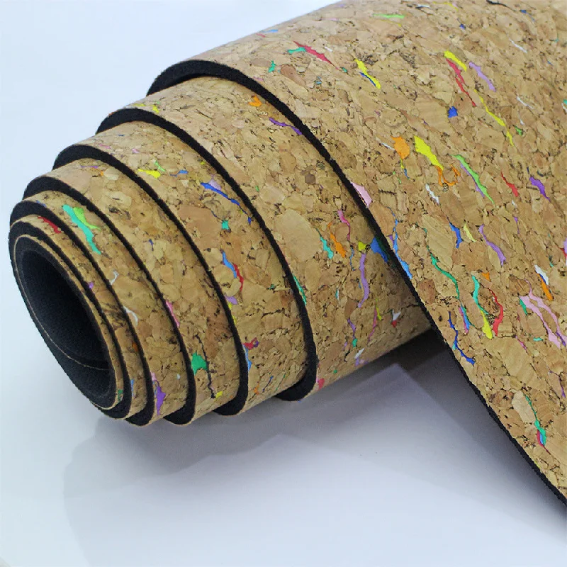 Colorful Cork Natural Rubber Yoga Mat - 5MM 183*61CM