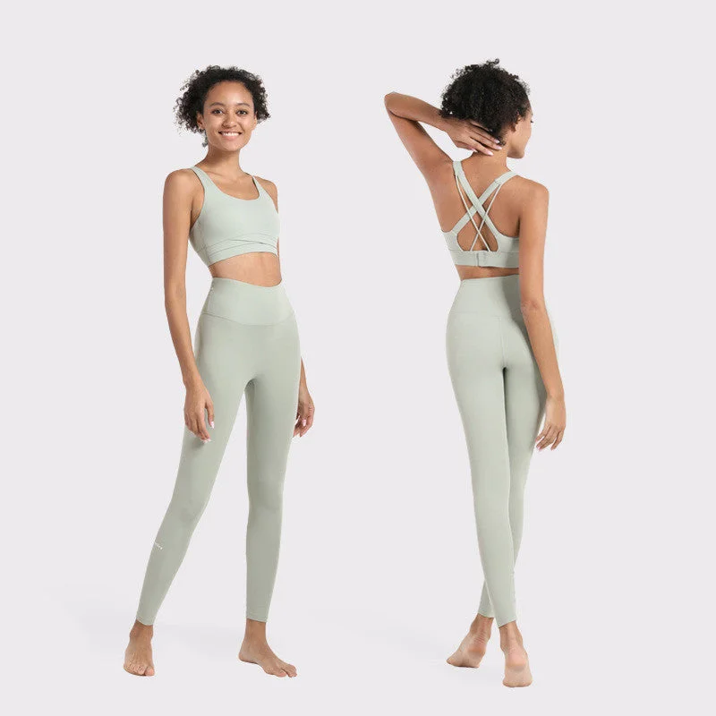 Cross Back Yoga Bra with Matching Leggings