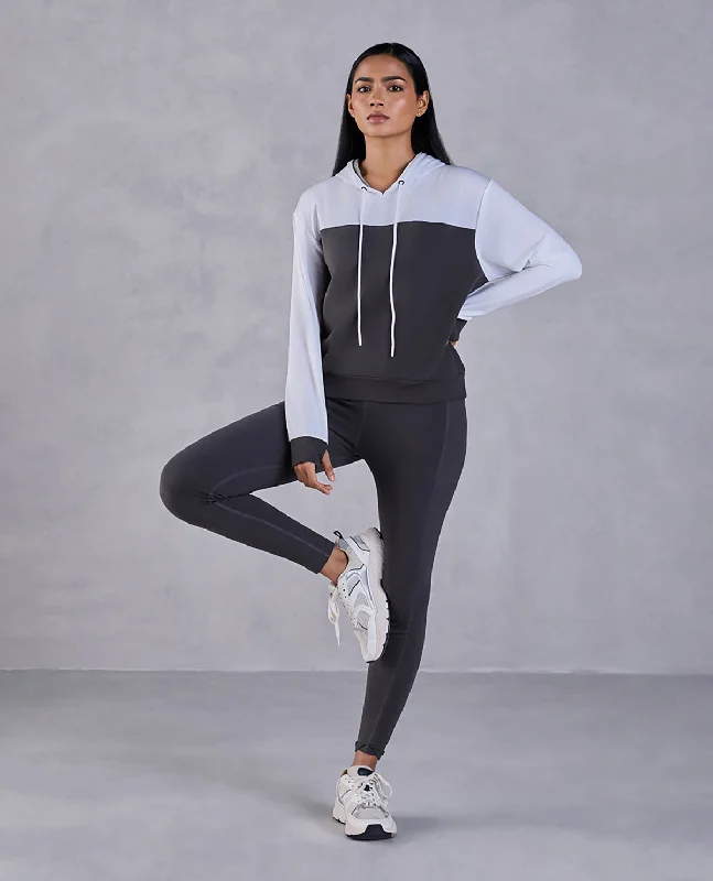 Full Sleeve Fashion Hoodie & Cotton Leggings Grey