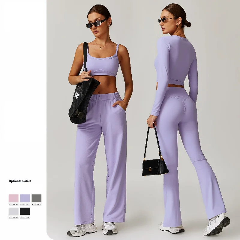 High waist and wide legs yoga set 8900