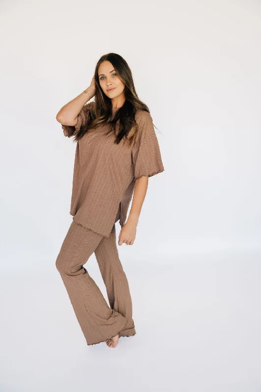 It's a Slay Ribbed Lounge Set - Chestnut