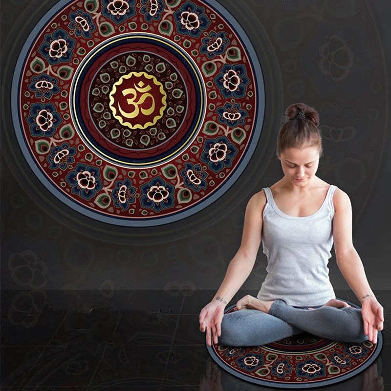 Little Round Yoga Mat Suede Natural Rubber Yoga Cushion Meditation Pad - 60*60cm*3mm