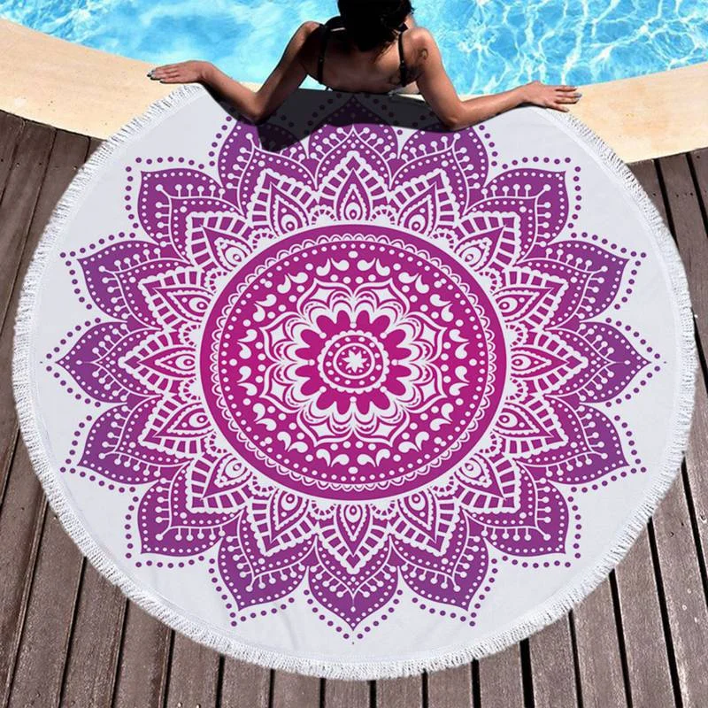 Mandala Fringe Beach Towel Yoga Mat