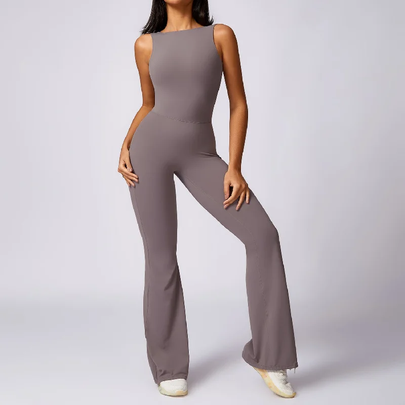 Flared trousers fitness beauty back yoga onesie 8668