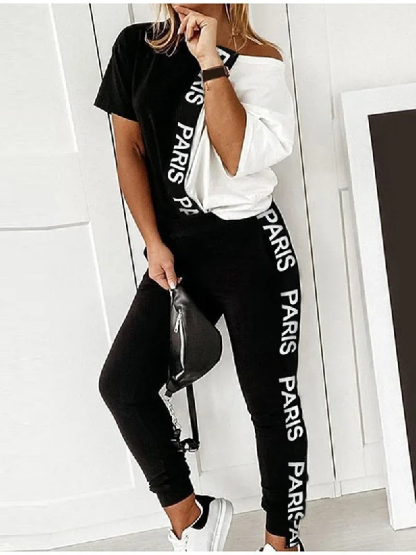 Off Shoulder Tracksuit Women Two Piece Set