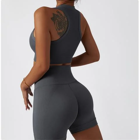 Ribbed Seamless Racerback Sports Bra