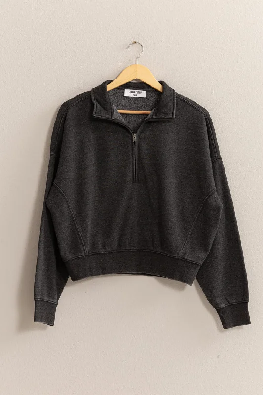 Saturday Afternoon Half Zip Sweatshirt - Black