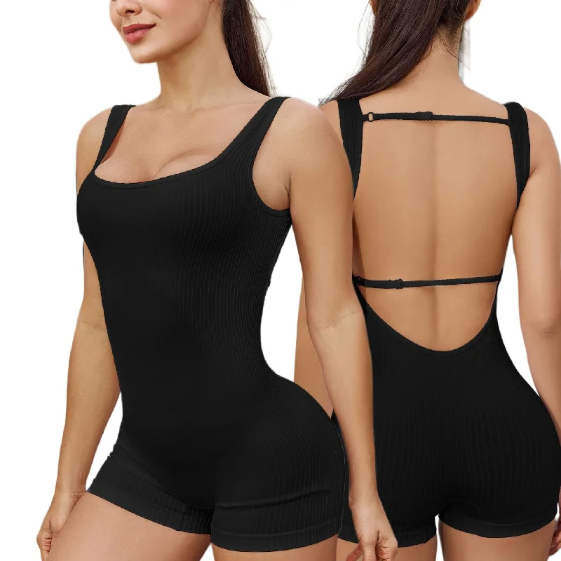 Seamless sexy one-piece thread quick dry beauty back construction exercise one-piece yoga suit 4colors