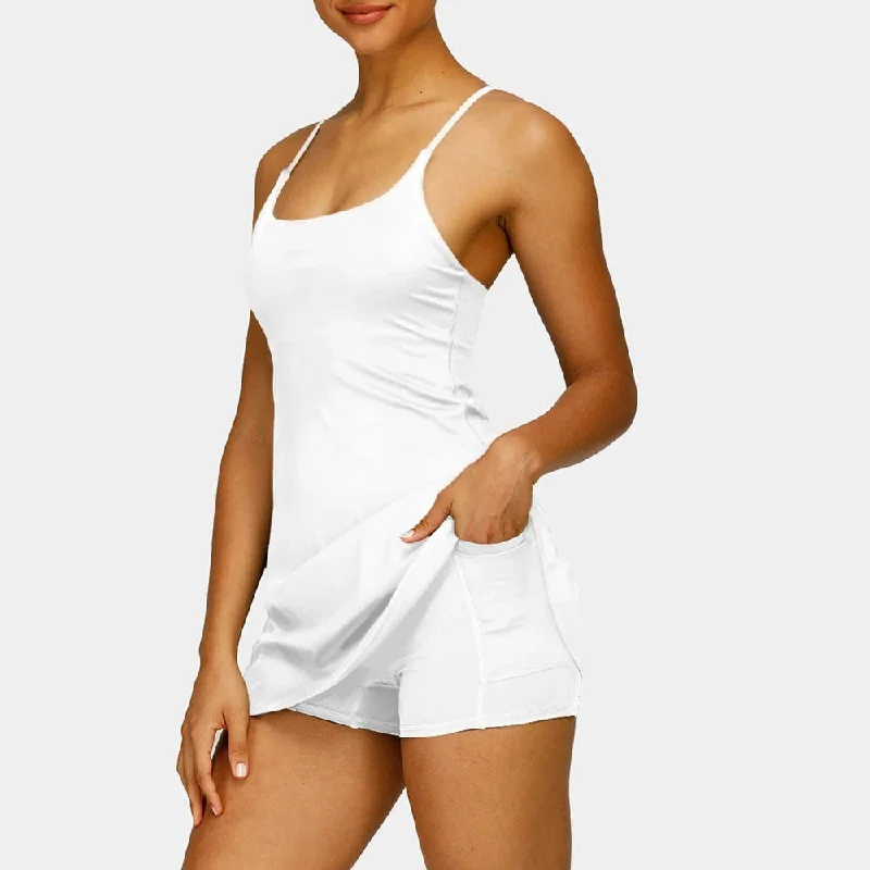 Spaghetti Strap Tennis Dress with Built-In Shorts Liner