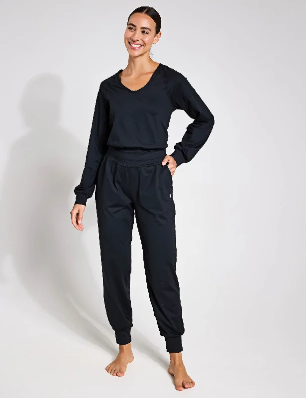 Gaia Yoga Long Sleeve Jumpsuit - Black