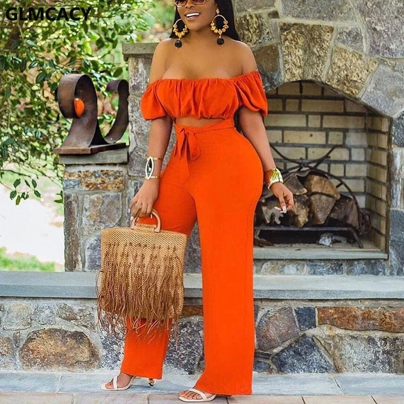 Alpha C Women Off Shoulder Cut Out Wide Leg Long Overalls Chic Summer Boho Beach Jumpsuit