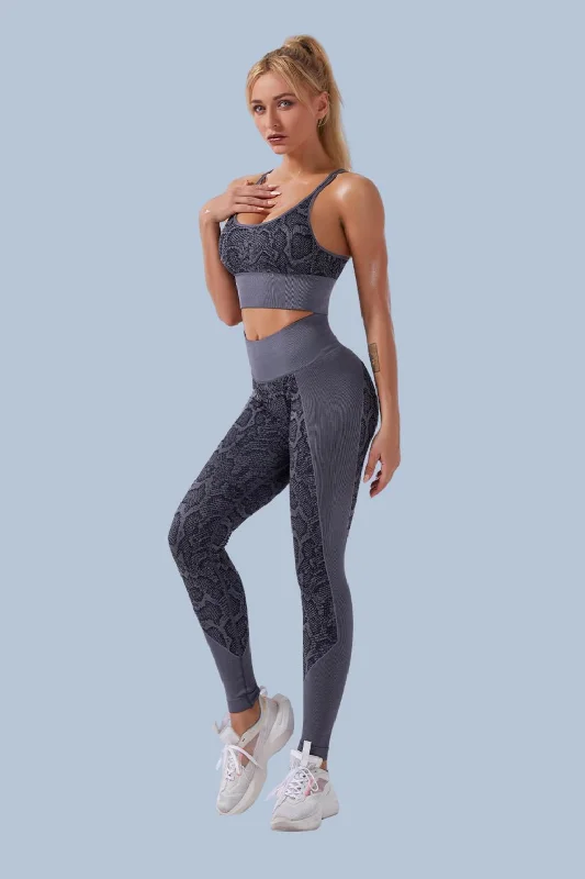 Yogadept High Waist Snake-Pattern Workout set