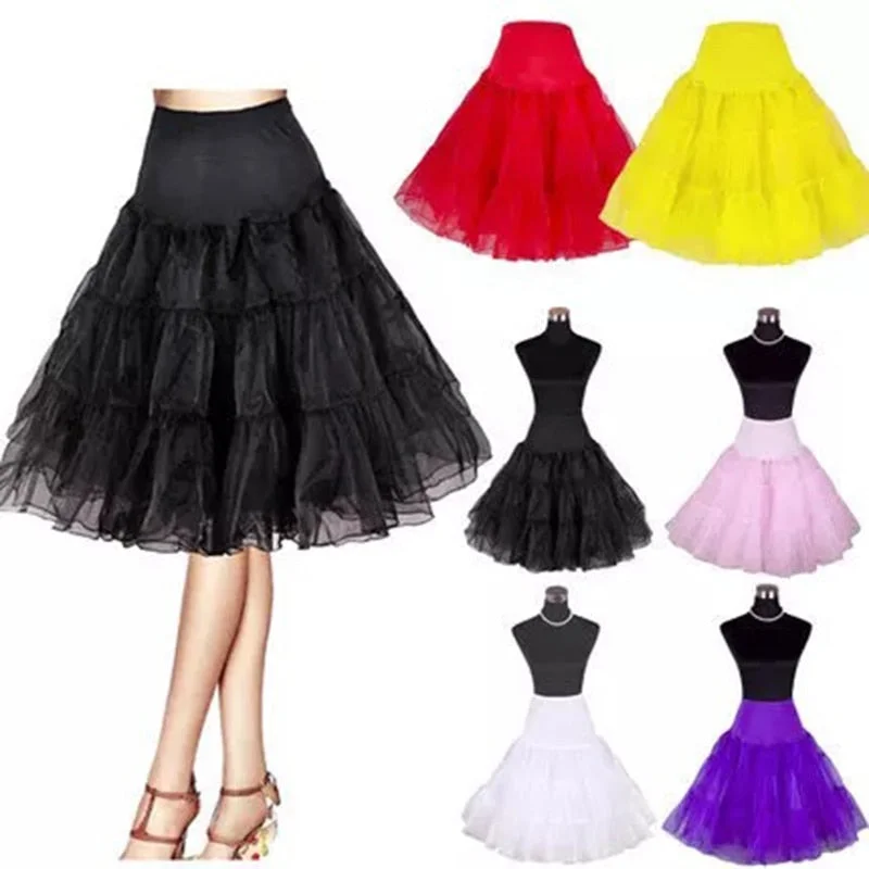 2019 Spring Cosplay Petticoat Woman Underskirt 65CM Length Knee Short Wedding Petticoat 3 Layers Puffy Organza Evening Tutu