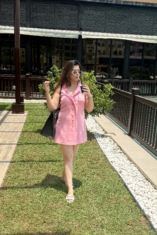 Alfie Pink Front Buttoned Short Dress