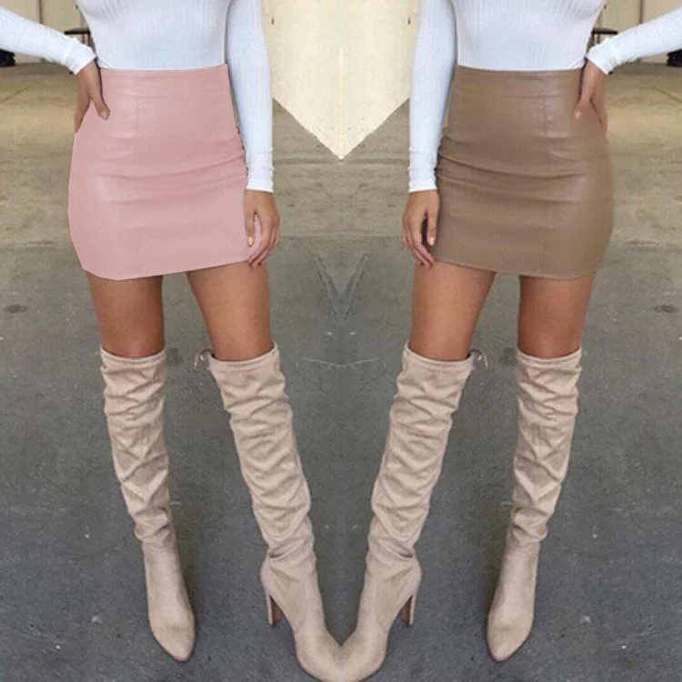 Bandage Leather Skirt