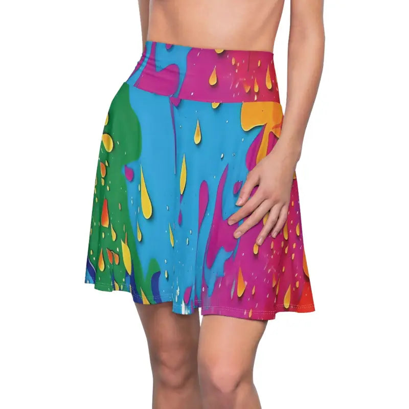 Unleash Style with the Dipaliz Splashed Paint Skater Skirt