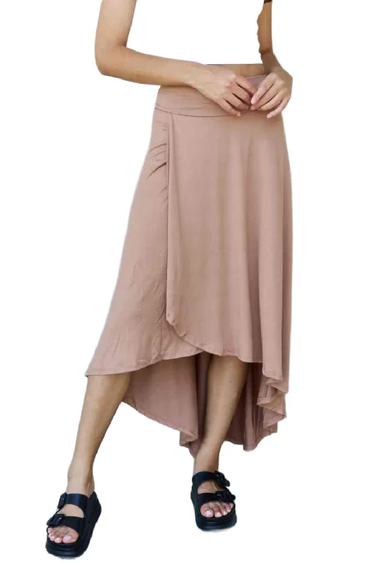 High Waisted Flare Brown Maxi Skirt