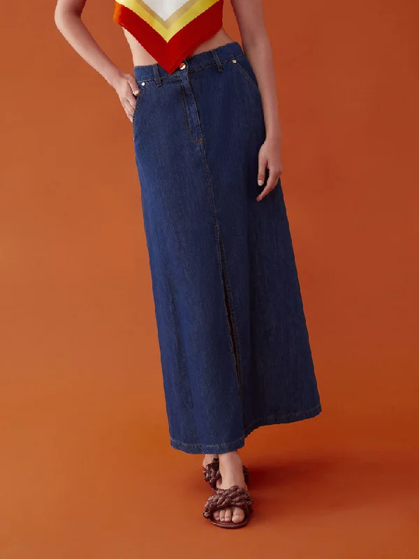 iBlues Vasco Flared Skirt Blue Jeans