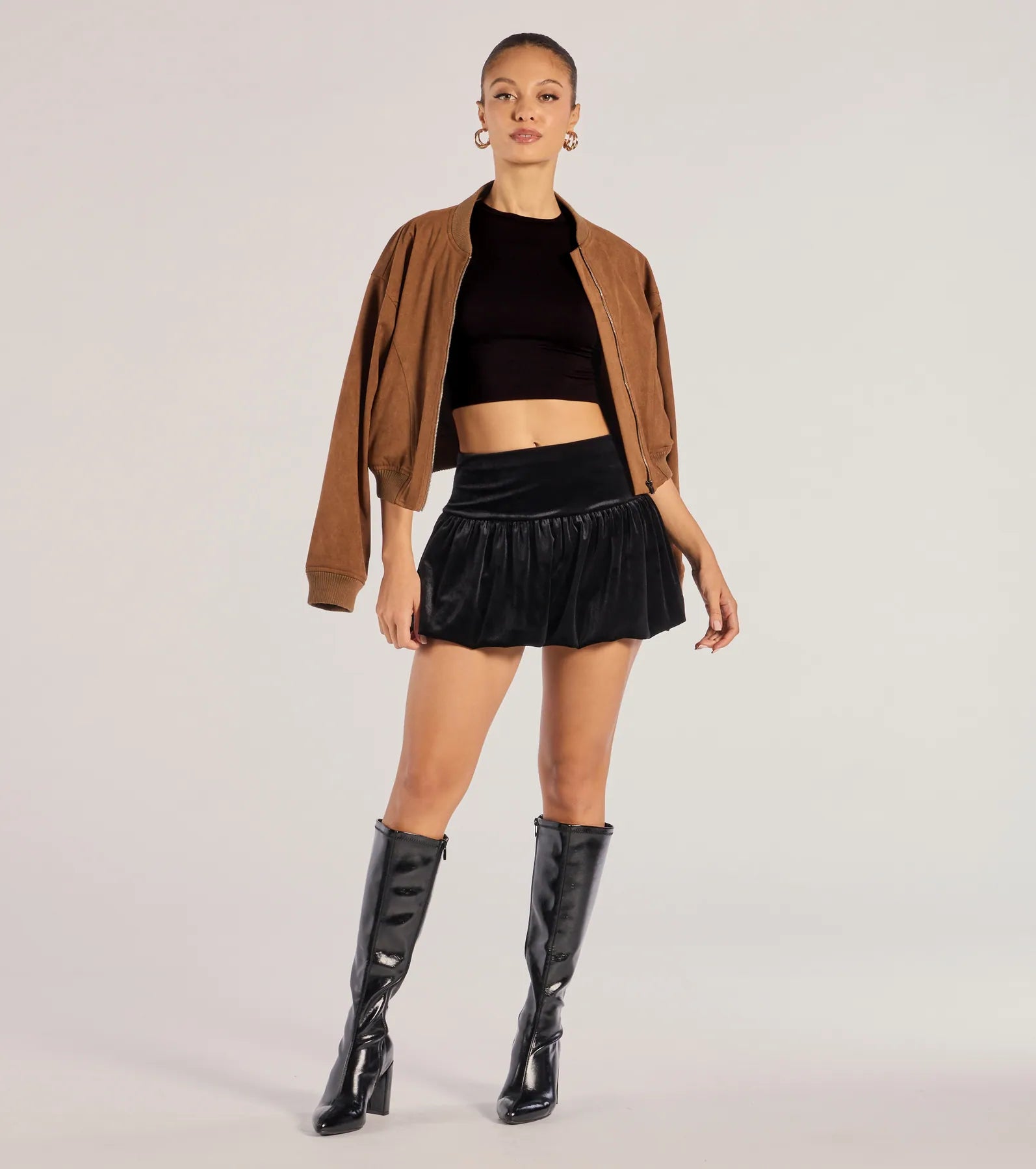 Luxe Impression Velvet Bubble Skort