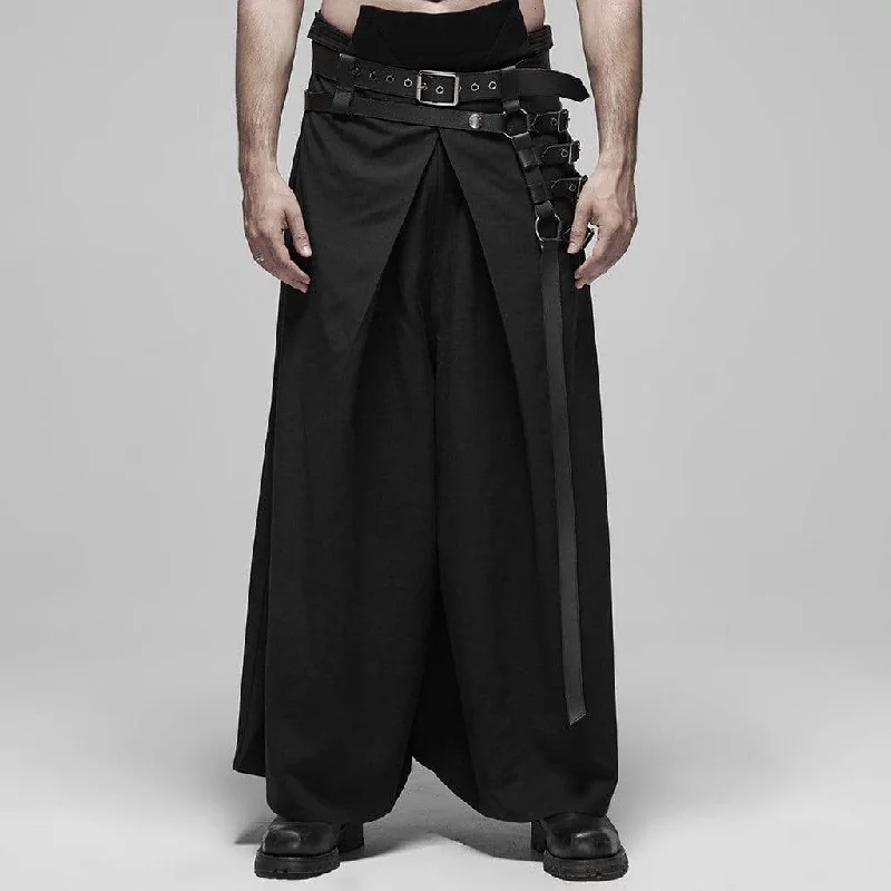 Men's Black Japanese Warrior Pantskirts With Harness