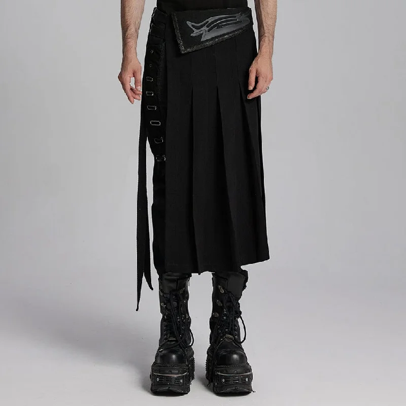 Men's Punk Buckle-up Strap Skirt