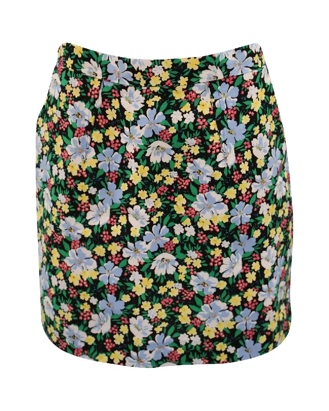 Maje Floral Mini Pencil Skirt in Multicolor Viscose