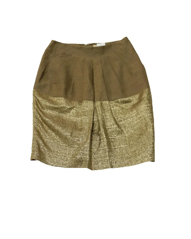 Etro Dual Tone Tulip Skirt in Gold Silk