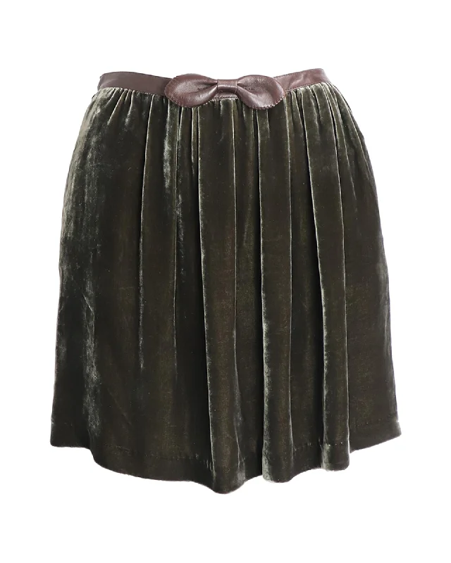 Green Velvet Bow Skirt