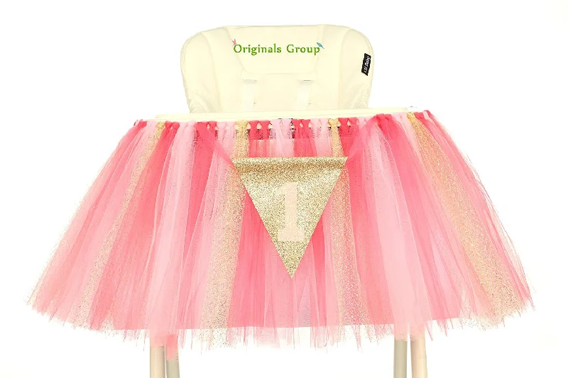 Originals Group 1st Birthday Pink Gold Tutu for High Chair Decoration for Party Supplies