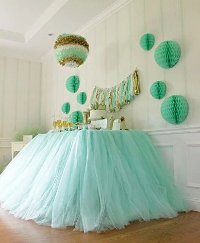 Originals Group Tutu Table Skirt , Mint Tulle Tutu Table Skirt Decor, Birthday Event Wedding Party Decoration (Mint)